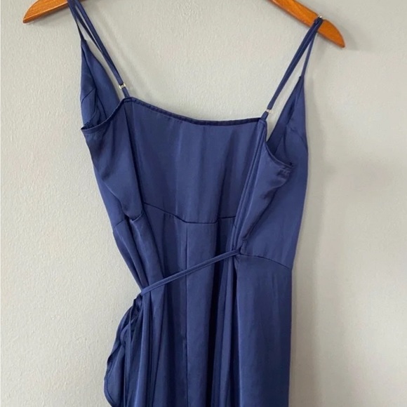 Intimately Free People All My Love Blue Shine Wrap Midi Ruffle Slip Dress - Picture 8 of 9